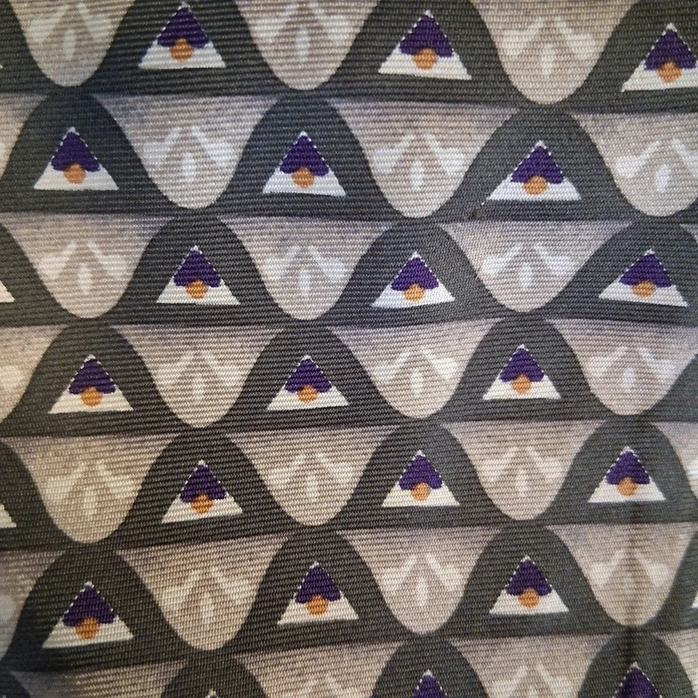 Christian Dior Monsieur  100% Silk Tie Geometric Pattern Italy/USA Vintage EUC